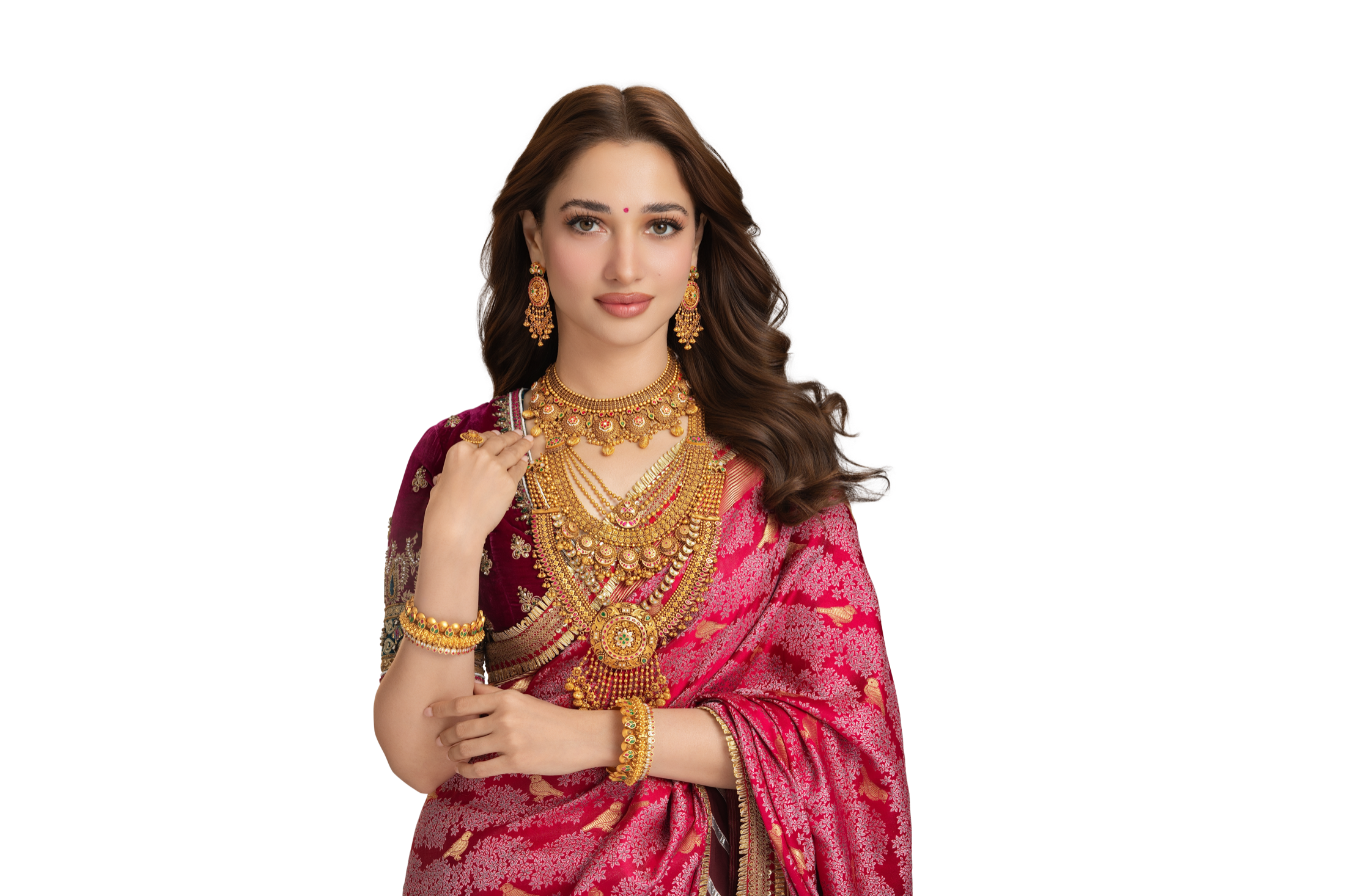 Nishka jewellery model in a pink sari