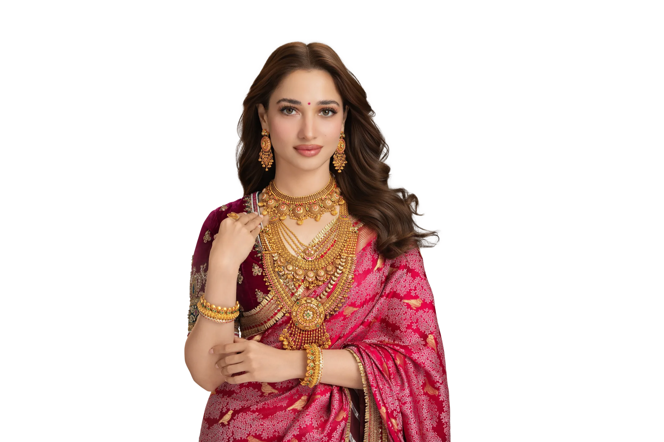 Nishka jewellery model in a pink sari